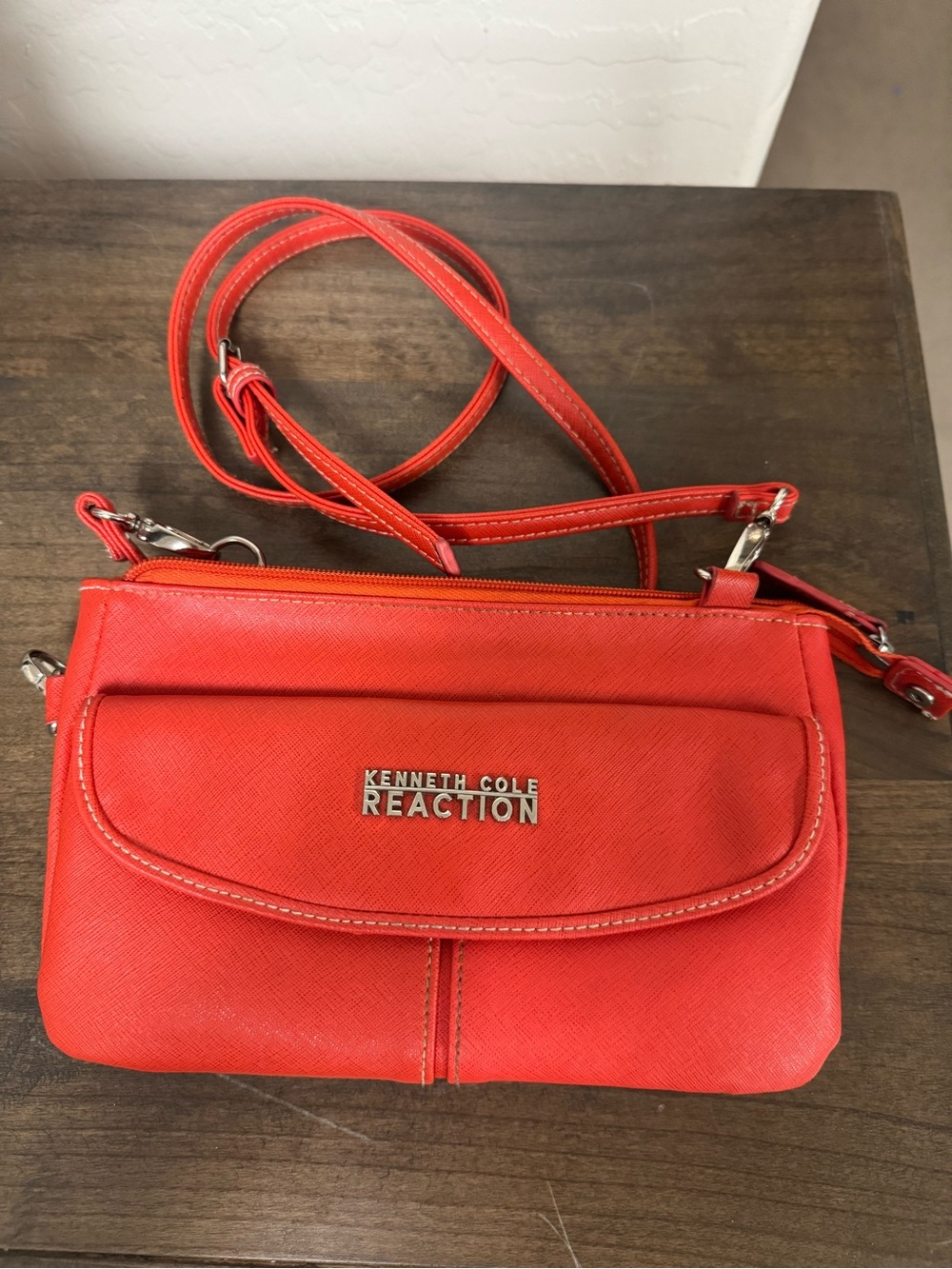 Kenneth Cole Reaction bright red crossbody with front flap